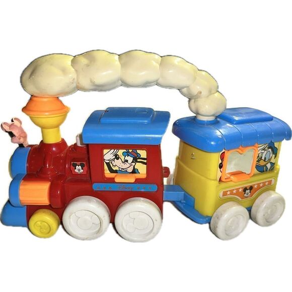 VINTAGE WALT DISNEY PLASTIC TODDLER TOY TRAIN MICKEY MOUSE & GOOFY - Picture 3 of 4
